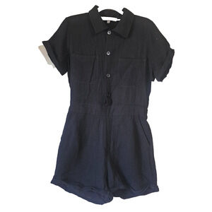 JOE'S Jeans Black Romper Shorts Button Front Cotton Casual Utility Sz Small